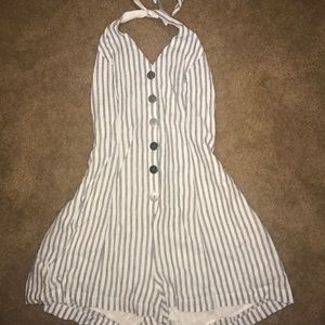 Urban Outfitters Blue and White Striped Romper